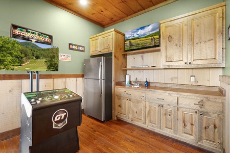 All Decked Out- Lower level wet bar and golden tee station