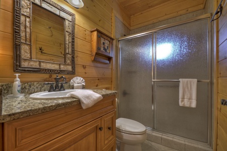 Blue Jay Cabin- Entry level bathroom