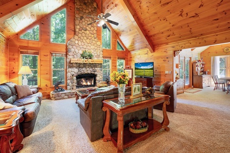 Awesome Retreat- Living room area with a fireplace