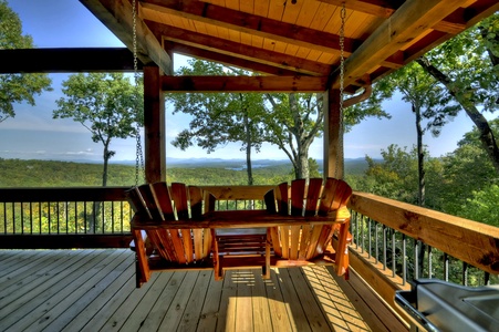 The Vue Over Blue Ridge- Outdoor swing on the deck facing the mountains