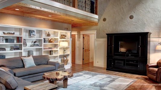 Blue Ridge Lake Retreat - Living Room with Built-In Shelves