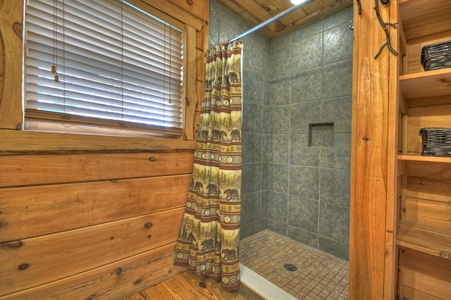 View From The Top- Upper level king master bathroom with a walk in shower