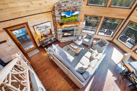 Hawksnest - Loft View of Living Room
