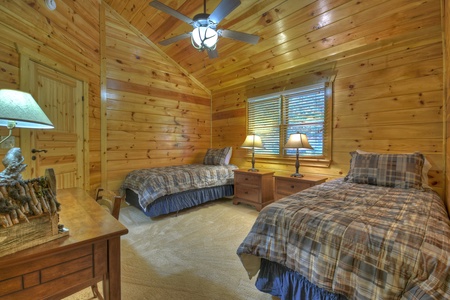 Above Ravens Ridge- Upper level twin bedroom area