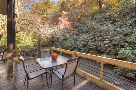 Happy Trout Hideaway- Table and chairs on the back deck
