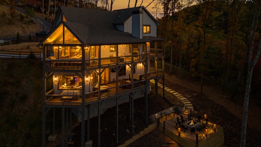 Wine Down Ridge - Back View of Property at Dusk