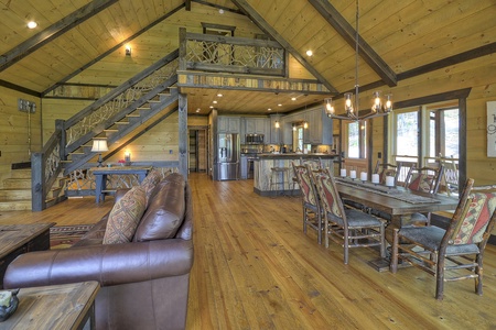 Vista Rustica- View from the entryway looking onto the kitchen and loft area