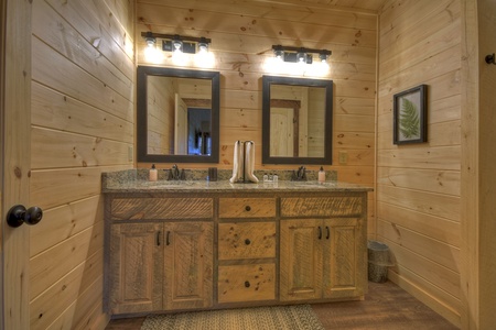 A Perfect Day-Lower level bathroom with double vanity