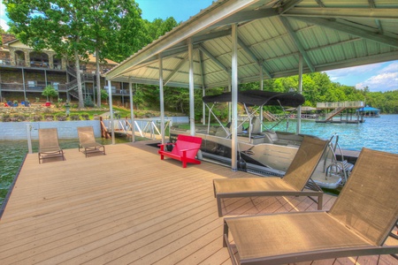 Blue Ridge Lakeside Chateau- Covered dock with lounge seating