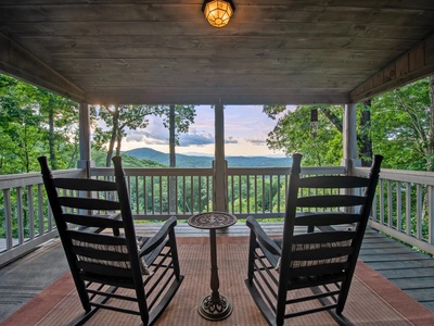 Aska Bliss- Balcony seating with a Blue Ridge mountain view