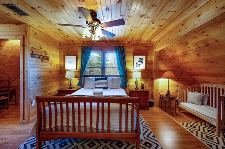 Loving Lodge - Upper Level Queen Bedroom-2 with Toddler Beds