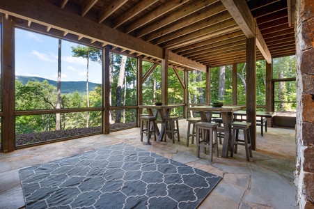 Copperline Lodge - Lower Level Screened In Patio Bistro Tables