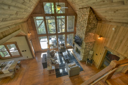 Creekside Bend- Living room from loft