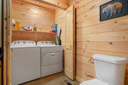 BeauJax Cabin - Main Level Half Bathroom & Laundry Area