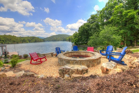 Blue Ridge Lakeside Chateau- Firepit with outdoor seating