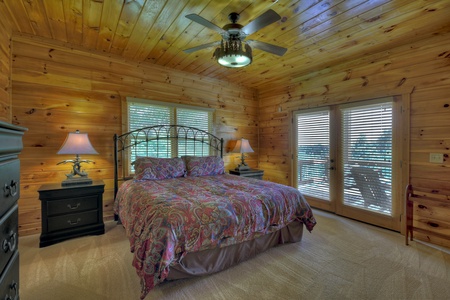 Above Ravens Ridge- Main level queen bedroom with balcony access