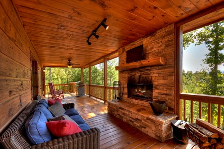 Point Of View - Deck Lounge Area with Wood-Burning Fireplace