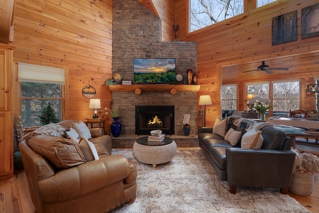 Deer Haven - Living Room with Gas Fireplace