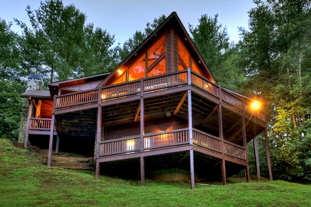 Mountain High Lodge - Rear View of Cabin at Dusk