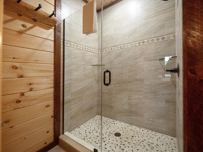 Aska Favor- Lower level guest bathroom with walk in shower
