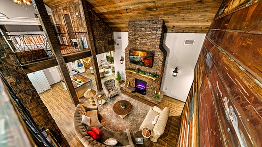 High ceiling living area