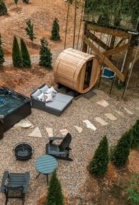 Exterior _ Stargazing Bed _ Hot Tub mirror house, sauna