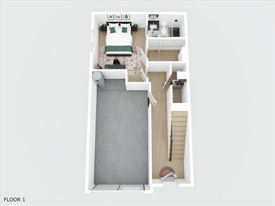 Level 1 Floor Plan: Garage and Bedroom