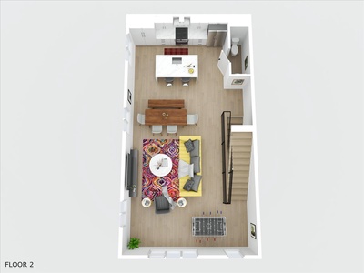 Level 2 Floor Plan: Living, Kitchen and Dining Area