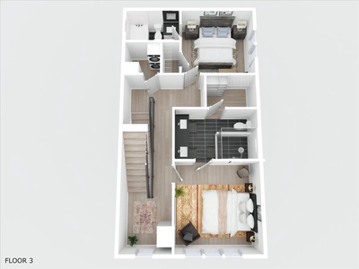 Level 3 Floor Plan - Bedrooms, Washer and Dryer