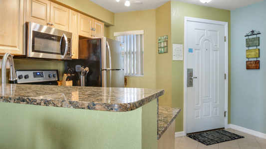 Surf Beach Resort Room 204 Kitchen Door