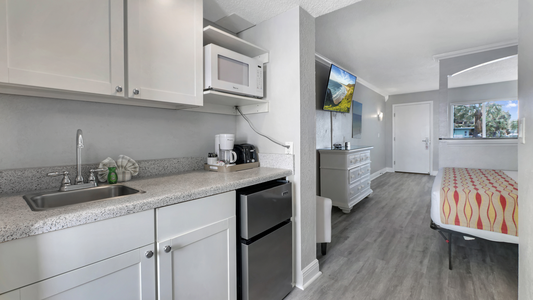 Kitchenette and Bedroom Area
