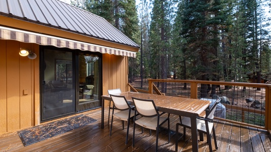 Back Patio Lounge Area with View of Forest: Tahoe Donner Vacation Lodge