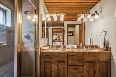 Downstairs master bathroom: 
Donner Lake Vacation Lodge