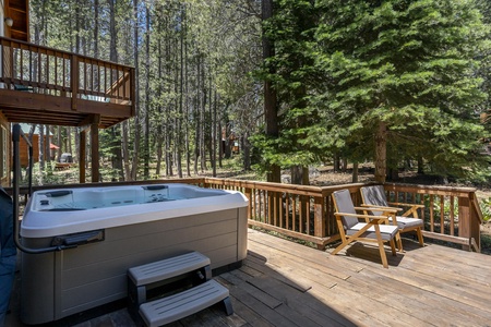 Back patio with hot tub: 
Sun Valley Mountain Escape
