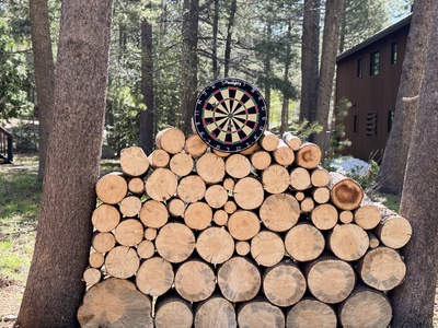 Backyard dart board at Heart of the Mountain
