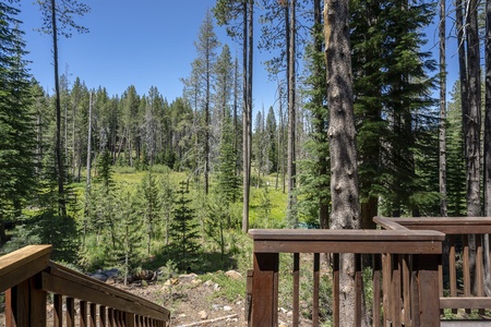 View from back patio: 
Donner Lake Vacation Lodge