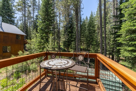Private patio: Tahoe Donner Creek Side Retreat with Hot Tub