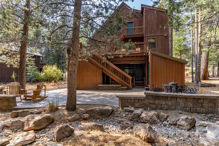 View of Back Patio From Backyard: Pinecone Lodge with Private Hot tub