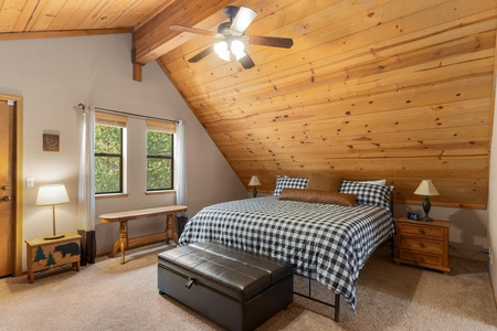 Master Bedroom: Pinecone Lodge with Private Hot tub