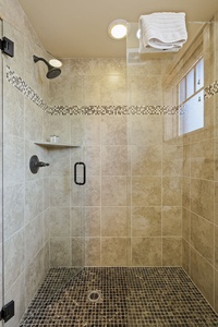 Lower Floor: large bathroom with a tub and shower combo