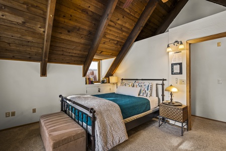 Second Floor: Guest Bedroom with a Queen Bed : Tahoe Blue Heaven in Kings Beach