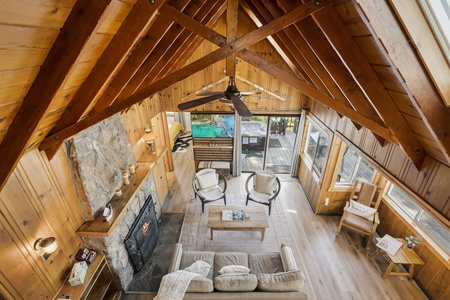 View of the Cabin from the Loft : Treehouse Tahoe Cabin with Private Hot Tub