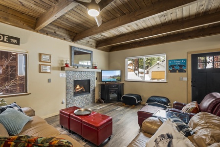 Living Room with a Fireplace: Tahoe Blue Heaven in Kings Beach