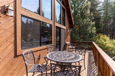 Upstairs Front Patio with Lounge Area: Pinecone Lodge with Private Hot tub