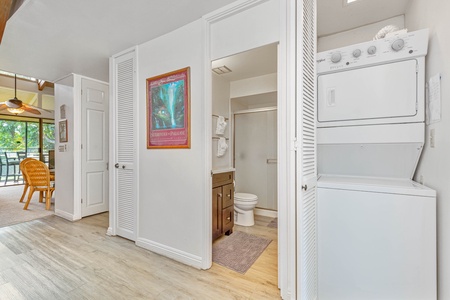 Your private laundry closet keeps your vacation wardrobe fresh with convenient washer and dryer right at your fingertips.