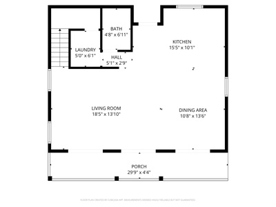 1st Floor Layout with separate living areas, full kitchen, porch and deck (reference only, scale is not exact).