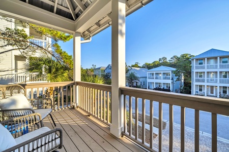 Step onto your private balcony and soak in the coastal neighborhood views while sipping morning coffee in your comfy outdoor chairs.