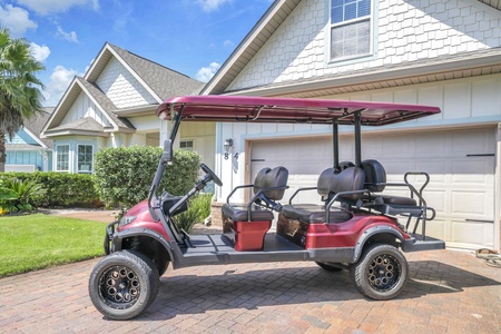 Jump on the golf cart for a short ride to nearby Gulf Place!