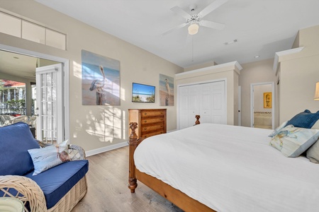 The master suite with king bed, large private bath and balcony access!