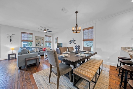 The dining table and kitchen island offer plentiful seating!